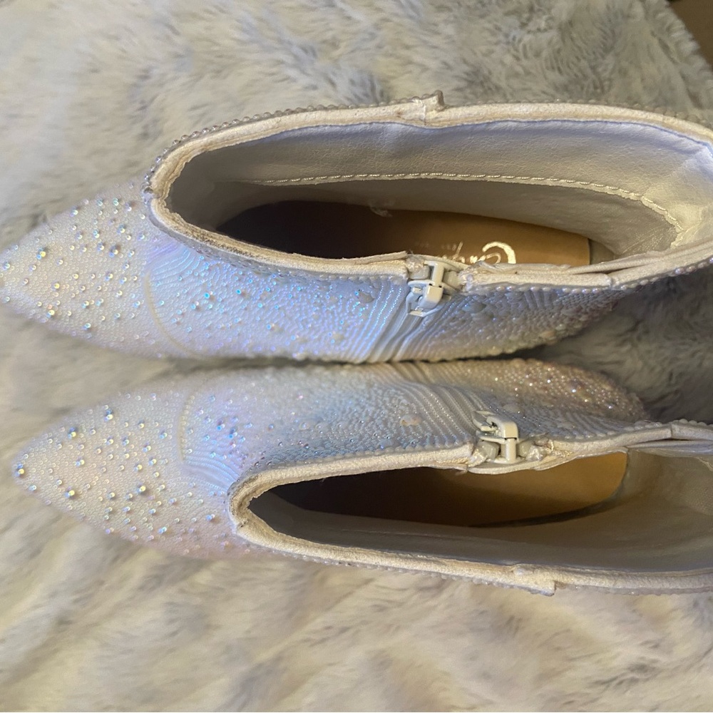 Cato White Embellished Ankle Boots